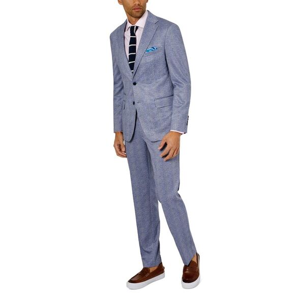Tallia Mens Slim-Fit Plaid Knit Suit Jacket 44 Regular Blue - NWT $425 - Picture 5 of 5